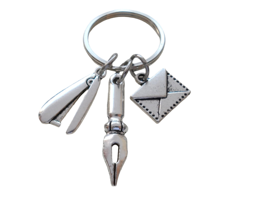 Secretary, Office Staff, & Receptionist Gift Keychain, Stapler, Pen, & Envelope Charm Keychain