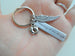 Set of 2 Keychains, Daddy of an Angel & Mommy of an Angel Engraved Baby Memorial Keychains, Wing & Baby Feet Charm