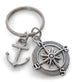 Compass Charm Keychain with Anchor Charm - I'd Be Lost Without You; Couples Keychain