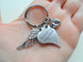 Side Hung Heart Shaped Forever in My Heart Keychain with Wing and Baby Feet Charm, Baby Loss Memorial Gift