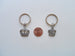 Silver Tone King and Queen Crown Keychain Set - King & Queen; Couples Keychain Set