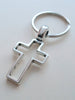 Small Cross Keychain, Religious Keychain, Personalized Letter or Birthstone Charm