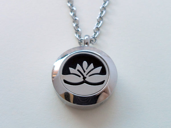 Oil Diffuser Locket Necklace w/ Lotus Flower Design - by Jewelry Everyday