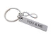 Stainless Steel Tag Keychain Engraved with "You & Me" with Infinity Charm; 11 Year Anniversary Couples Keychain