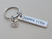 Stainless Steel Tag Keychain Engraved with Happy 11th, with I Love You Charm