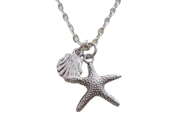 Starfish and Seashell Charm Necklace