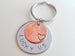 Steel Disc & 2005 Penny Keychain Hand Stamped "Lucky Us"; 17 Year Anniversary Gift, Couples Keychain