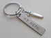 Sword Charm and "My Hero" Hand Stamped Keychain, Hand Stamped Steel Tag Keychain