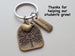 Bronze Tree Tag Charm Keychain Gift, With Inspire Tag & Apple Charm - Thanks for Helping Me Grow
