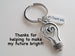 Teacher Appreciation Gifts • "Thank You" Tag & Light bulb Charm Keychain by JewelryEveryday w/ "Thanks for helping to make my future bright!" Card