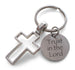 Small Cross Keychain with Disc Engraved "Trust in the Lord", Religious Christian Keychain