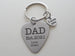 Custom Engraved Stainless Steel Guitar Pick Keychain with Heart Charm for Father's Day or Gift for Dad