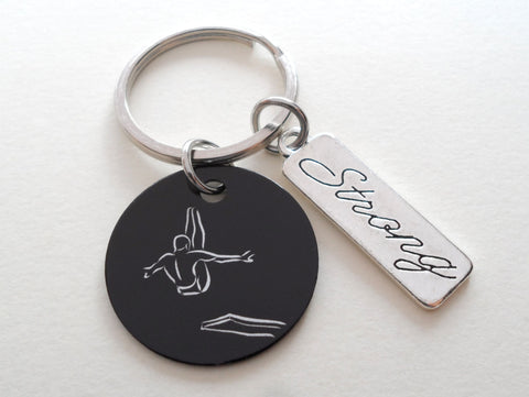 Diver Keychain, Diving & Strong Charm Keychain, Diving Team Fitness Encouragement Keychain