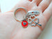 Clover Charm Keychain with Love Tag Charm and Red Circle Charm with a Heart Shape - Lucky to Have You, Couples Keychain