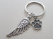 Dog Memorial Keychain With Custom Letter Charm Options • Cute Wing and Paw Charm | JE