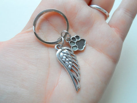 Dog Memorial Keychain • Cute Wing and Paw Charm | JE