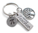 Math Teacher Keychain; Tree, Best Teacher & Pi Disc Charm Keychain