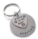 Custom Always in My Heart Paw Print Charm Keychain with Engraved Disc, Pet Loss, Dog Memorial Keychain, Family Pet Memorial Keychain