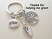 Shovel, Small Tree, & Grow Flower Charm Keychain, Gardening Keychain Gift, Teacher Keychain - Thanks for Helping Me Grow