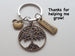 Bronze Tree Keychain Gift, Inspire Tag & Apple Charm - Thanks for Helping Me Grow