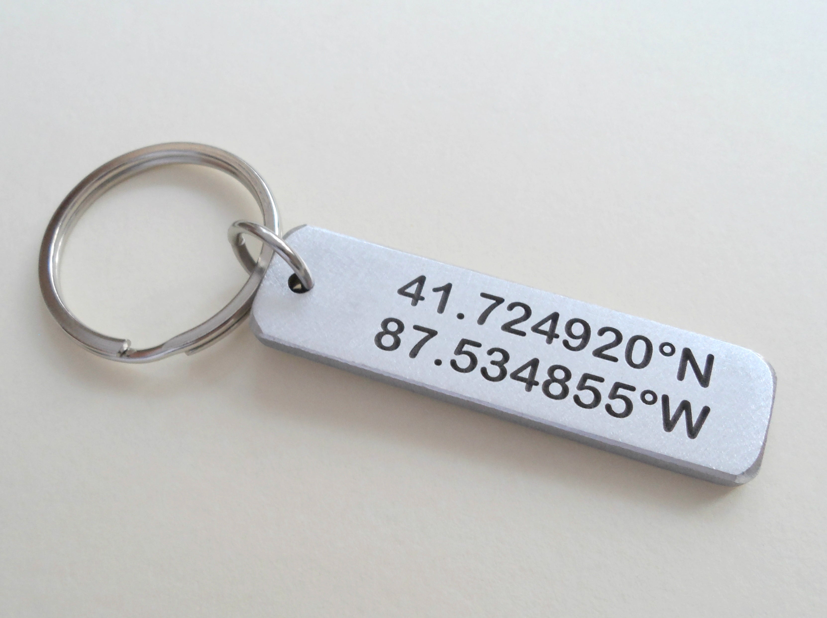 Engraved Coordinates Keychain Custom GPS Latitude Longitude