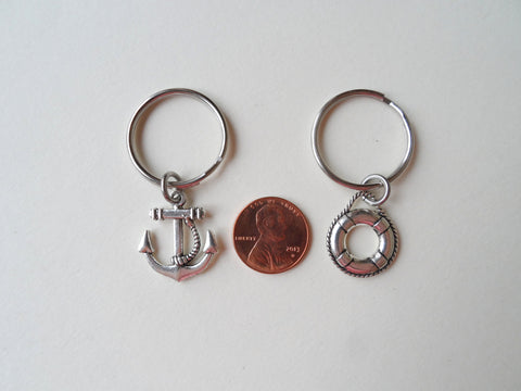 Small Life Saver & Anchor Keychain Set