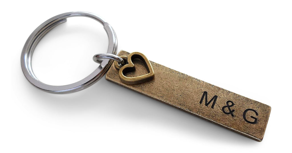 8 Year Anniversary Gift • Personalized Antique Bronze Tag Keychain Custom Engraved by Jewelry Everyday