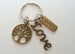 Bronze Family Tree Charm Keychain with Love Charm, Family Reunion Gift