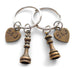 Bronze Chess Piece Charm Keychains, King and Queen Set - Couples Keychain Set, Custom Options