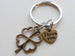 Bronze Four Leaf Clover Keychain with I Love You Heart Charm - Lucky to Have You