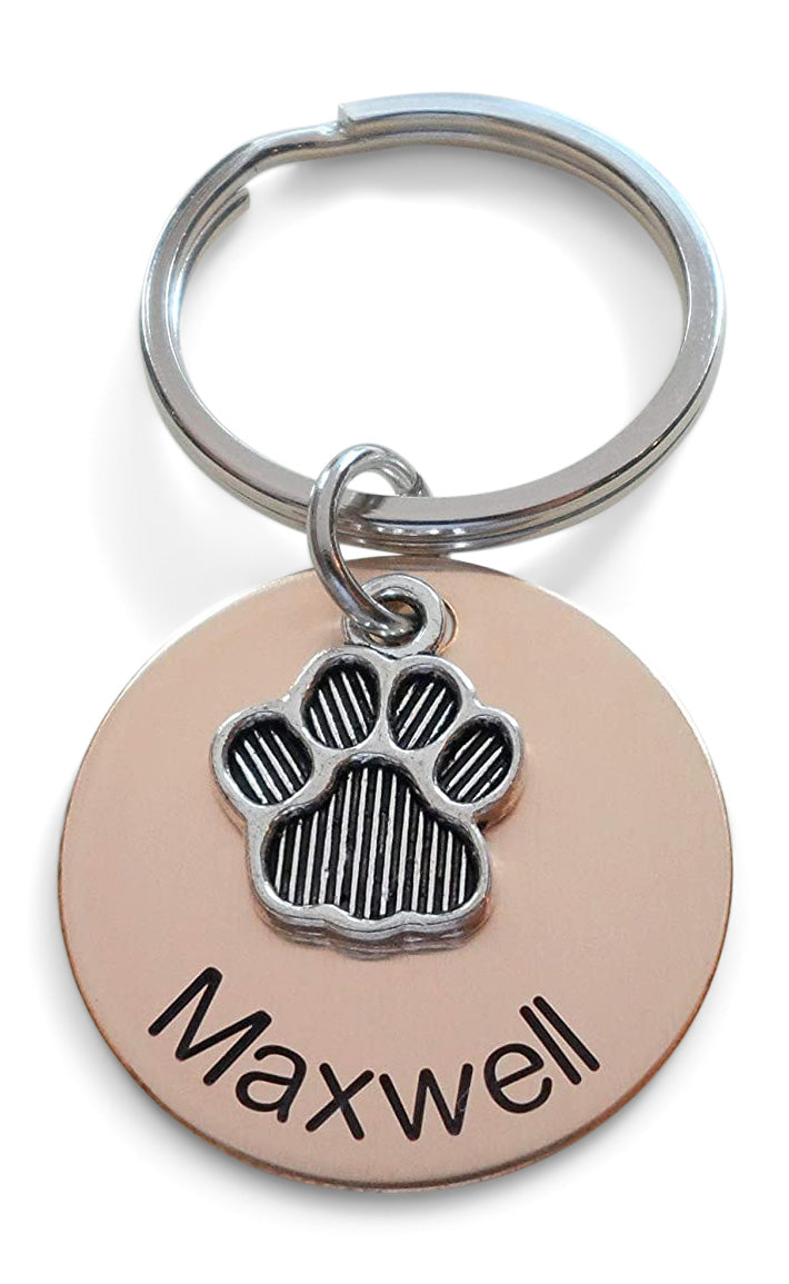 Personalized Pet Memorial Keychain Engraved with Name on Disc, Dog Memorial Keychain | JE