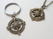 Bronze Open Metal Compass Necklace and Keychain Set