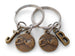 Double Bronze Pinky Promise Charm Keychains; Couple Keychains, Promise Gift with Letter Charm Option