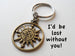 Bronze Sun Compass Neckace and Keychain Set - I'd Be Lost Without You; Couples Keychain Set