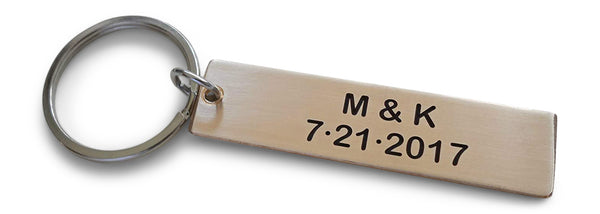 Personalized 8 Year Anniversary Gift • Bronze Tag Keychain Custom Engraved; Backside Options