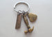 Bronze Dad Charm, Ruler Charm, Wood Pattern Hammer Charm Keychain - My Dad Can Fix Anything; Fathers Gift Keychain