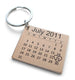 Personalized 8 Year Anniversary Gift • Bronze Calendar Keychain Engraved with Heart; Custom Engraved Backside Options