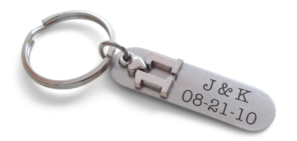 Custom Engraved Stainless Steel Tag Keychain with 11 Charm for Couples 11 Year Anniversary Gift Keychain