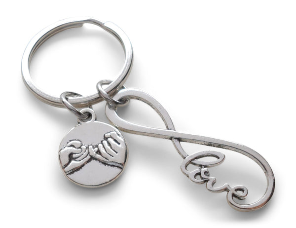 Infinity Love Symbol Keychain with Pinky Promise Charm- You And Me For Infinity; Couples Keychain