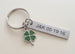Personalized Stainless Steel Tag Keychain and Green Clover Charm, Custom Engraved Keychain; Couples Keychain, Anniversary Keychain
