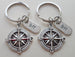Double BFF Compass Keychains - I'd Be Lost Without You; Best Friends Keychain Gift