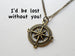Bronze Open Metal Compass Necklace and Keychain Set - I'd Be Lost Without You; Couples Keychain Set