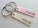 Personalized Brass and Copper Rectangle Tag Keychains Engraved for 7 Year Anniversary Gift