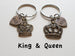 Bronze King and Queen Crown Keychain Set - King & Queen; Couples Keychain Set