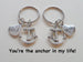 Dad and Mom Anchor Keychain Set- You're the Anchor in My Life; Father's Gift, Mother's Gift