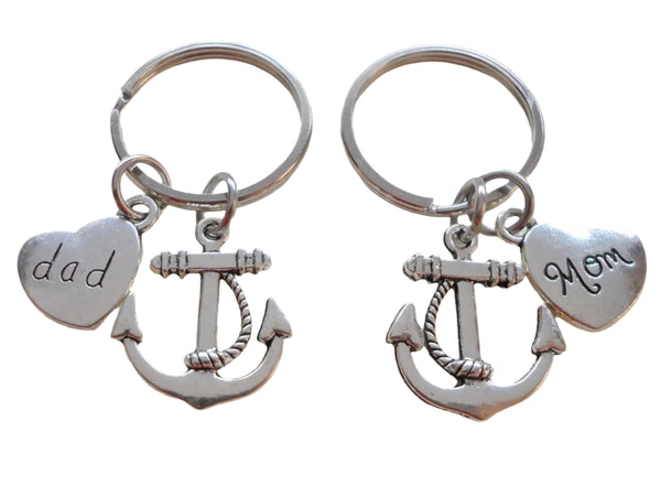 Dad and Mom Anchor Keychain Set- You're the Anchor in My Life; Father's Gift, Mother's Gift