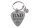 Custom Engraved Stainless Steel Guitar Pick Keychain with Heart Charm for Father's Day or Gift for Dad