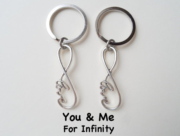 Double Keychain Set Infinity Love Symbol Keychain - You And Me For Infinity; Couples Keychain Set
