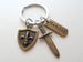 Bronze Sword, Small Shield & Fearless Charm Keychain, Knight Keychain, Warrior Keychain, Fantasy Keychain