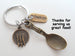 Bronze Lunch Server Spoon, Plate, and Thank You Charm Keychain, School Lunch Serving Staff Appreciation Gift
